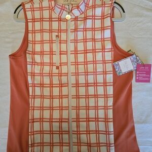 Sleeveless Orange And White Plaid Women's Top